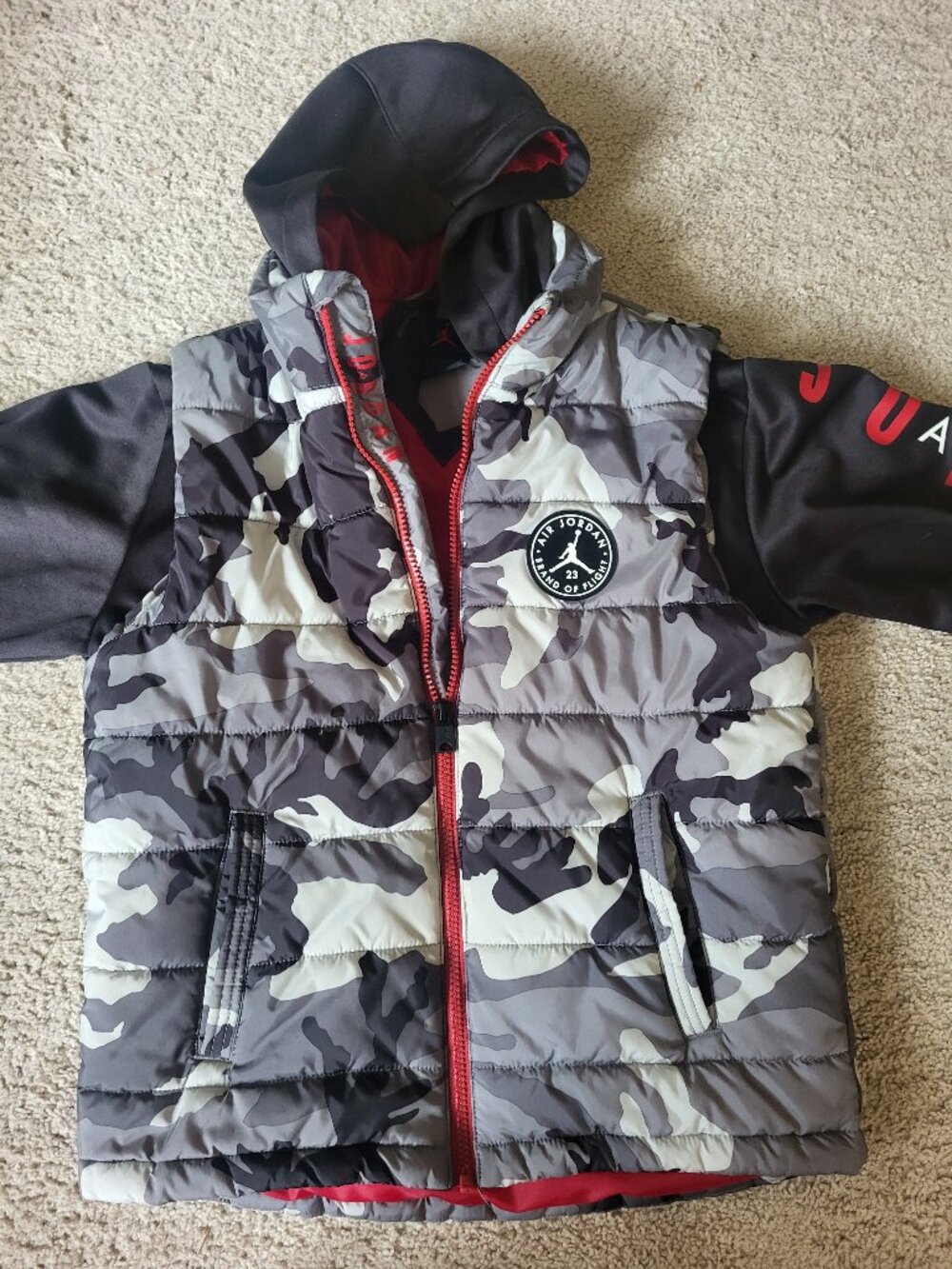 Youth Boys, Jordan Brand Winter Brand with Hood - Medium - Black and White Camo
